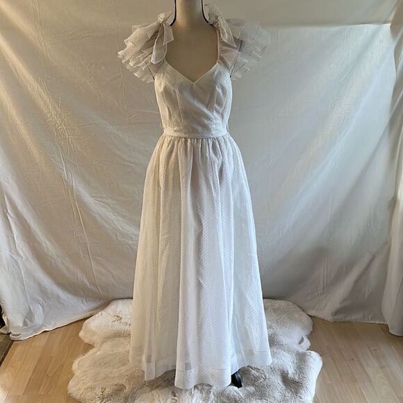 Vintage Cardi Jones polka dots ivory maxi dress - Picture 1 of 15